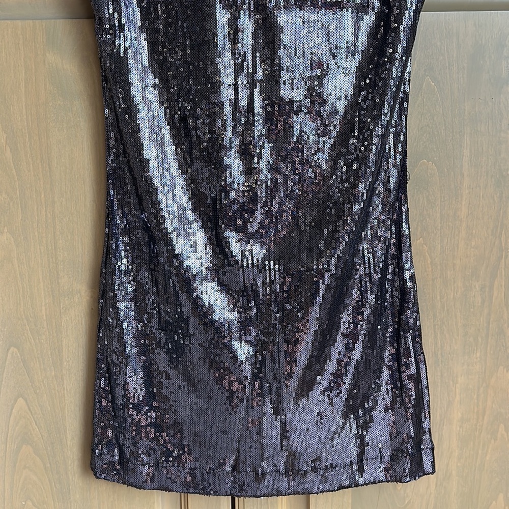 NWT Patrizia Pepe sequin cowl neck cap sleeve flapper shift sheath minidress - Picture 8 of 9